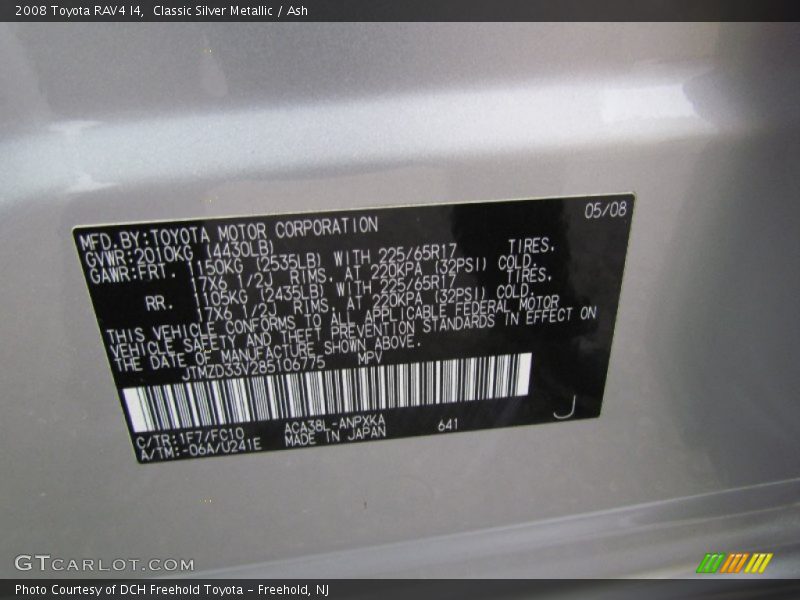 Classic Silver Metallic / Ash 2008 Toyota RAV4 I4