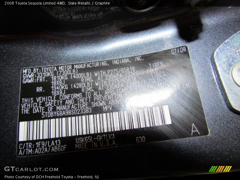 Slate Metallic / Graphite 2008 Toyota Sequoia Limited 4WD