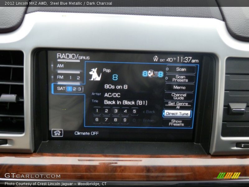 Steel Blue Metallic / Dark Charcoal 2012 Lincoln MKZ AWD