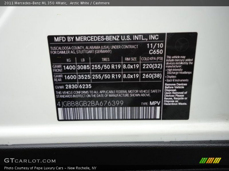 Arctic White / Cashmere 2011 Mercedes-Benz ML 350 4Matic
