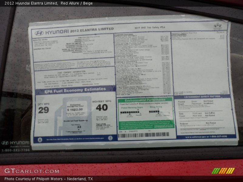 Red Allure / Beige 2012 Hyundai Elantra Limited