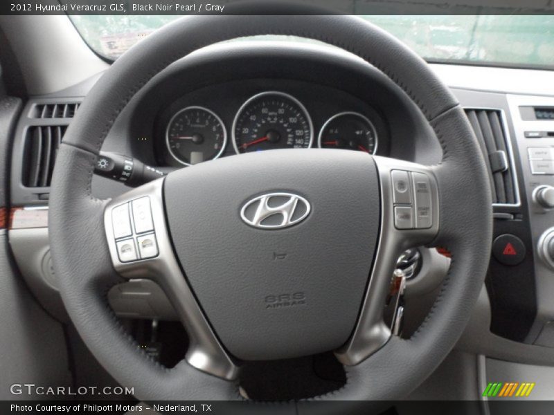 Black Noir Pearl / Gray 2012 Hyundai Veracruz GLS