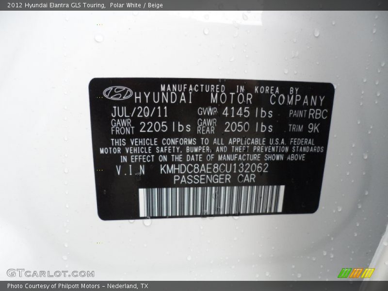 Polar White / Beige 2012 Hyundai Elantra GLS Touring