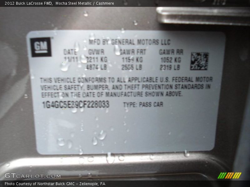 Mocha Steel Metallic / Cashmere 2012 Buick LaCrosse FWD