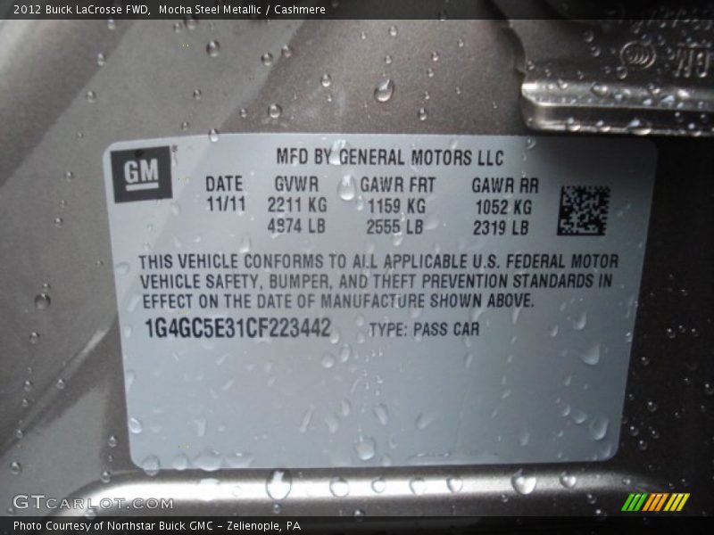 Mocha Steel Metallic / Cashmere 2012 Buick LaCrosse FWD