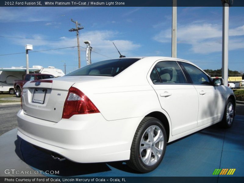 White Platinum Tri-Coat / Medium Light Stone 2012 Ford Fusion SE