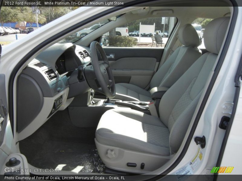 White Platinum Tri-Coat / Medium Light Stone 2012 Ford Fusion SE