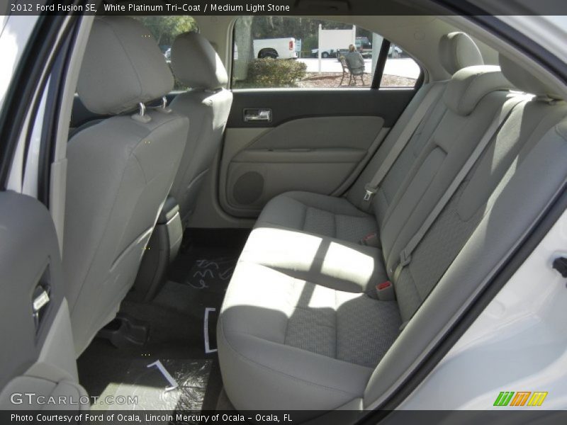 White Platinum Tri-Coat / Medium Light Stone 2012 Ford Fusion SE
