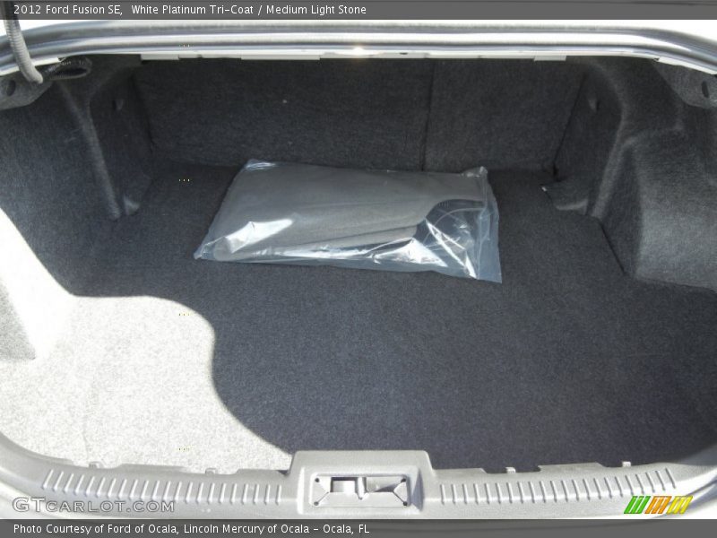 White Platinum Tri-Coat / Medium Light Stone 2012 Ford Fusion SE