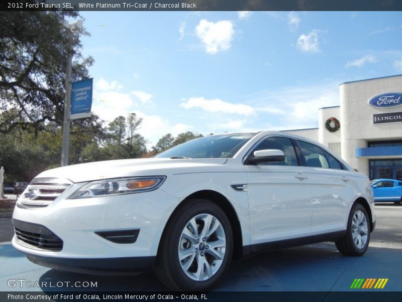 White Platinum Tri-Coat / Charcoal Black 2012 Ford Taurus SEL