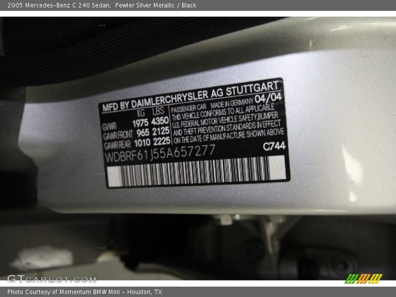 Pewter Silver Metallic / Black 2005 Mercedes-Benz C 240 Sedan