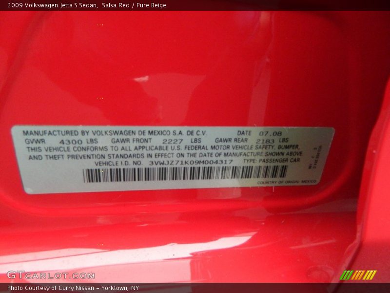 Salsa Red / Pure Beige 2009 Volkswagen Jetta S Sedan
