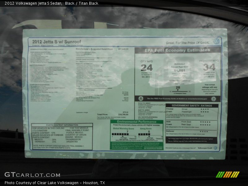 Black / Titan Black 2012 Volkswagen Jetta S Sedan