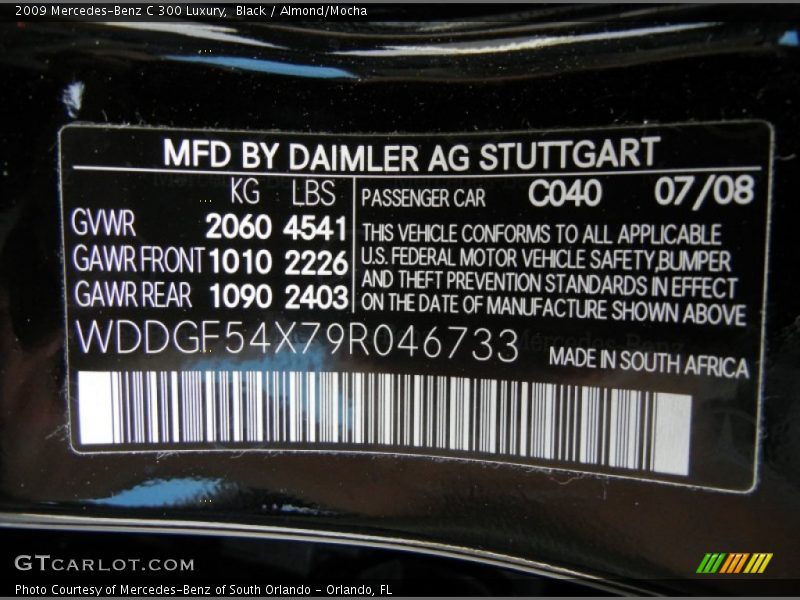 Black / Almond/Mocha 2009 Mercedes-Benz C 300 Luxury