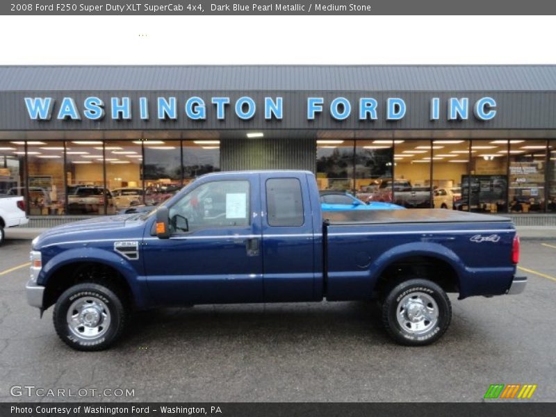 Dark Blue Pearl Metallic / Medium Stone 2008 Ford F250 Super Duty XLT SuperCab 4x4