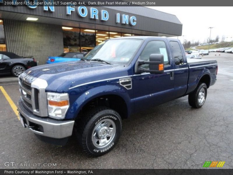 Dark Blue Pearl Metallic / Medium Stone 2008 Ford F250 Super Duty XLT SuperCab 4x4