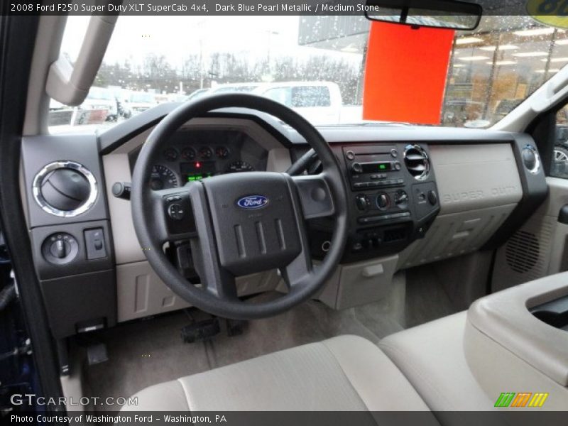 Dark Blue Pearl Metallic / Medium Stone 2008 Ford F250 Super Duty XLT SuperCab 4x4