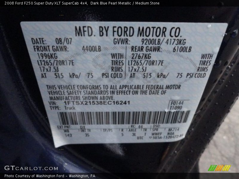 Dark Blue Pearl Metallic / Medium Stone 2008 Ford F250 Super Duty XLT SuperCab 4x4