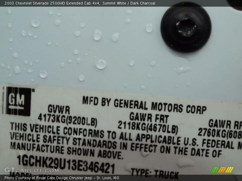 Summit White / Dark Charcoal 2003 Chevrolet Silverado 2500HD Extended Cab 4x4