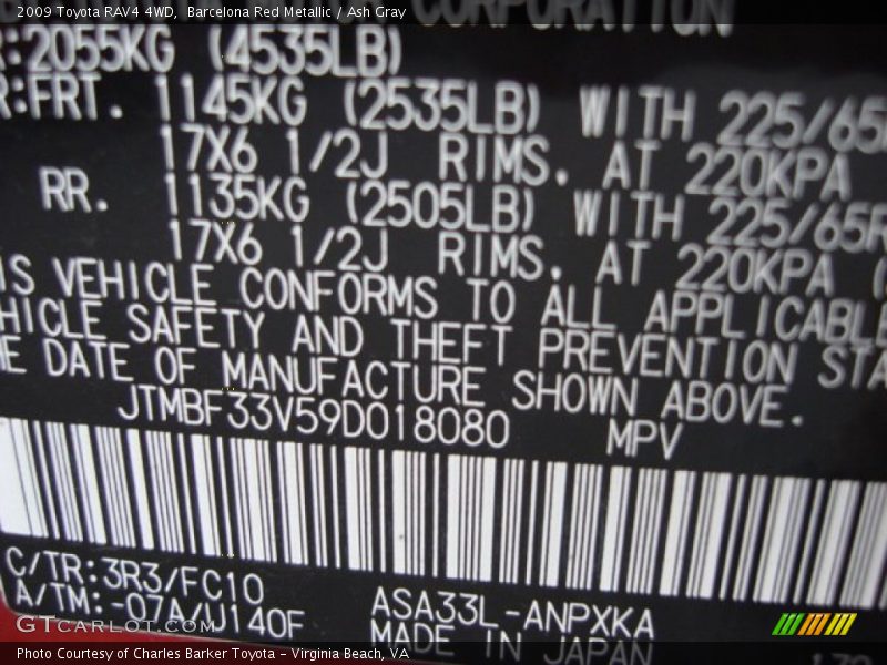 Barcelona Red Metallic / Ash Gray 2009 Toyota RAV4 4WD