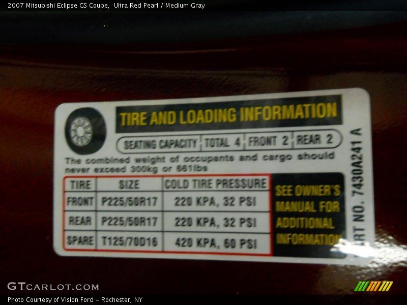 Ultra Red Pearl / Medium Gray 2007 Mitsubishi Eclipse GS Coupe
