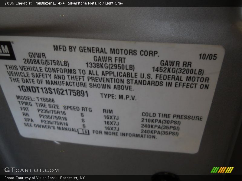 Silverstone Metallic / Light Gray 2006 Chevrolet TrailBlazer LS 4x4