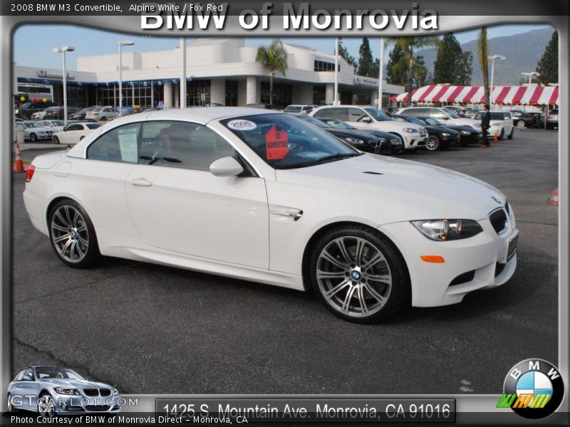 Alpine White / Fox Red 2008 BMW M3 Convertible