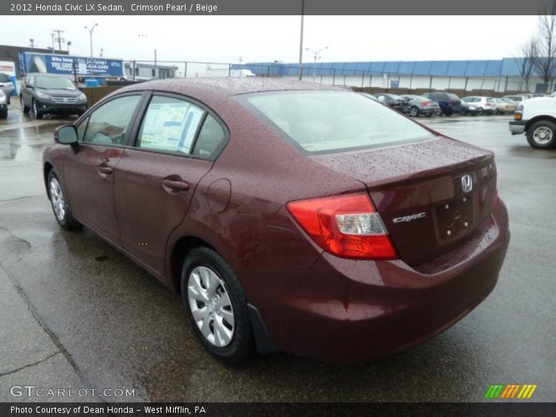 Crimson Pearl / Beige 2012 Honda Civic LX Sedan