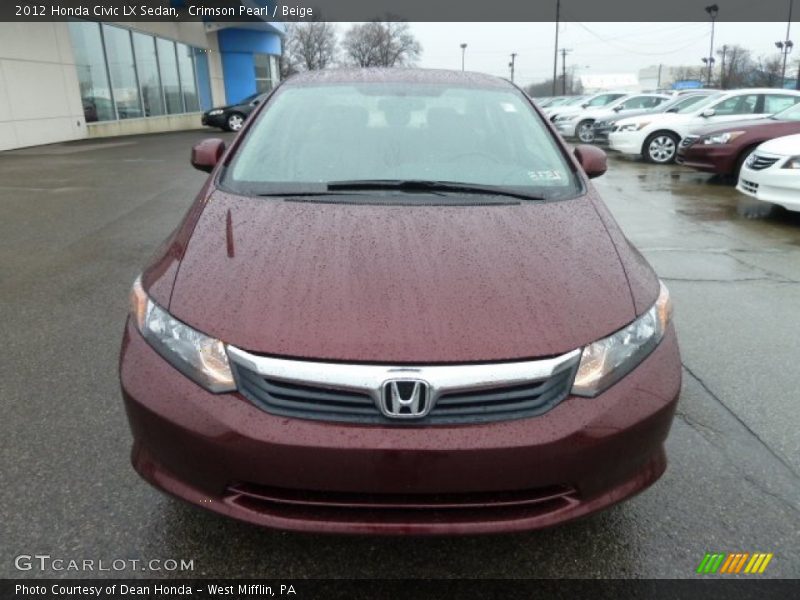 Crimson Pearl / Beige 2012 Honda Civic LX Sedan