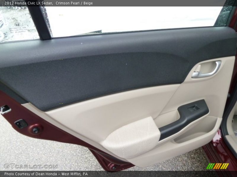 Crimson Pearl / Beige 2012 Honda Civic LX Sedan