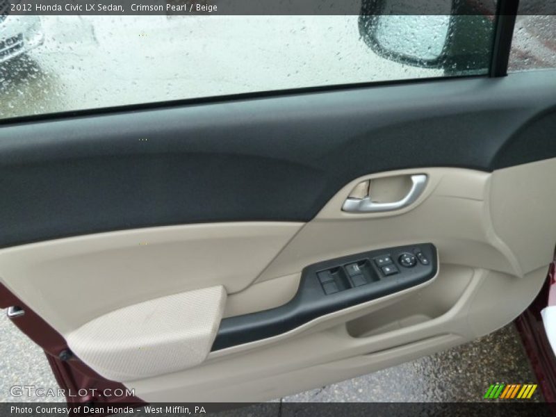 Crimson Pearl / Beige 2012 Honda Civic LX Sedan