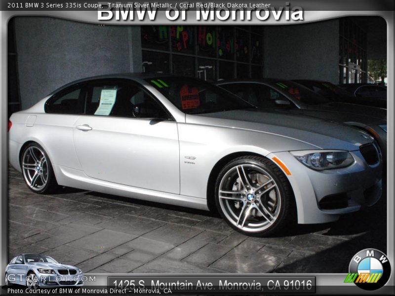 Titanium Silver Metallic / Coral Red/Black Dakota Leather 2011 BMW 3 Series 335is Coupe