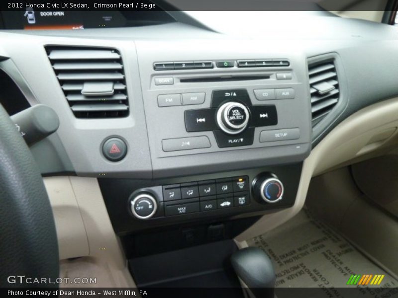 Crimson Pearl / Beige 2012 Honda Civic LX Sedan