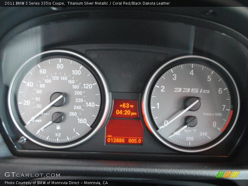Titanium Silver Metallic / Coral Red/Black Dakota Leather 2011 BMW 3 Series 335is Coupe