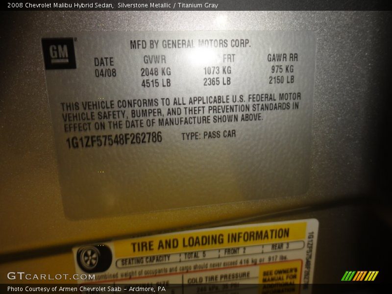 Silverstone Metallic / Titanium Gray 2008 Chevrolet Malibu Hybrid Sedan