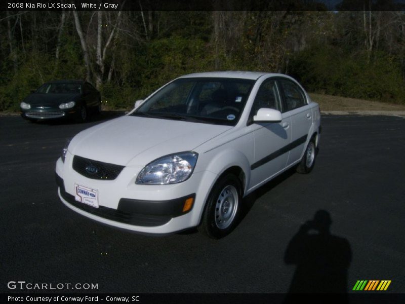 White / Gray 2008 Kia Rio LX Sedan