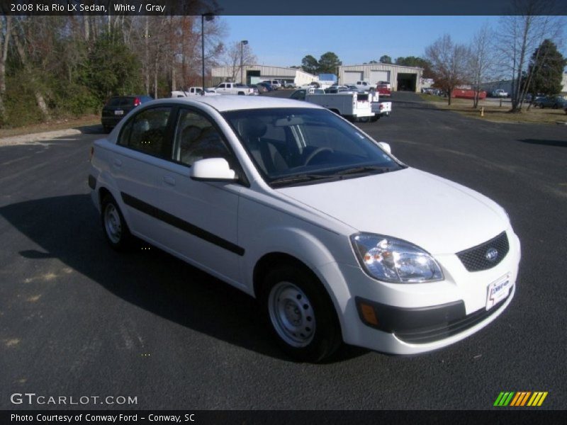 White / Gray 2008 Kia Rio LX Sedan