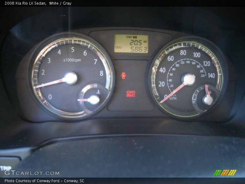 White / Gray 2008 Kia Rio LX Sedan