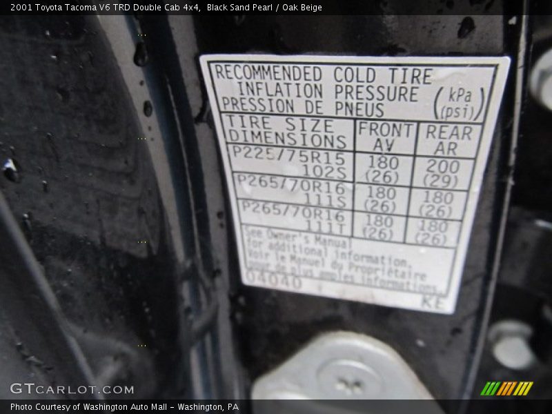 Black Sand Pearl / Oak Beige 2001 Toyota Tacoma V6 TRD Double Cab 4x4