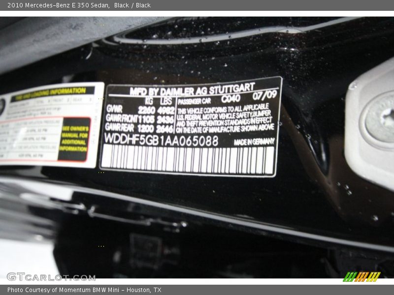 Black / Black 2010 Mercedes-Benz E 350 Sedan