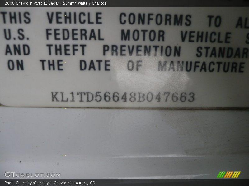Summit White / Charcoal 2008 Chevrolet Aveo LS Sedan