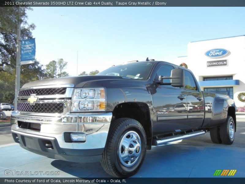 Taupe Gray Metallic / Ebony 2011 Chevrolet Silverado 3500HD LTZ Crew Cab 4x4 Dually