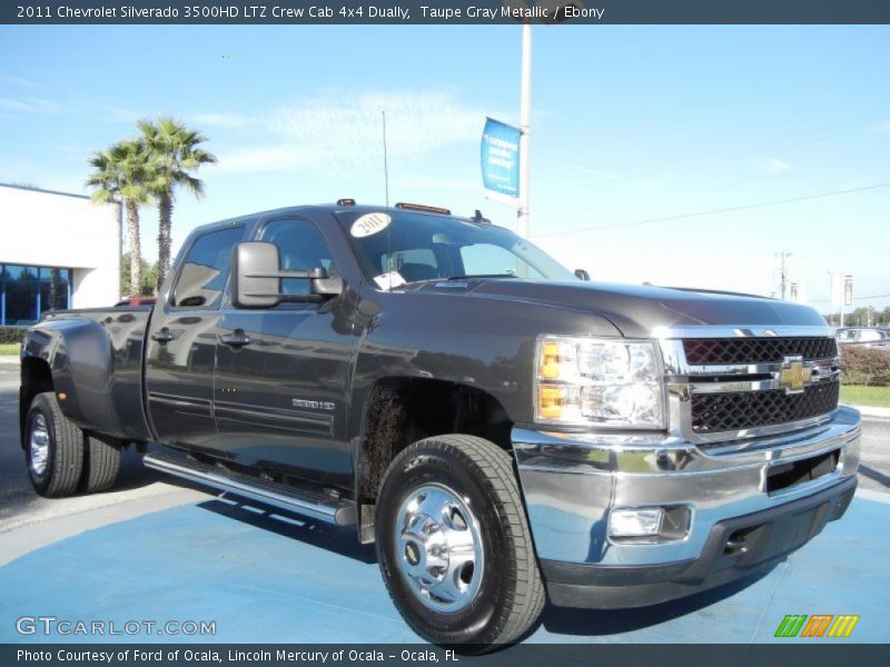 Taupe Gray Metallic / Ebony 2011 Chevrolet Silverado 3500HD LTZ Crew Cab 4x4 Dually