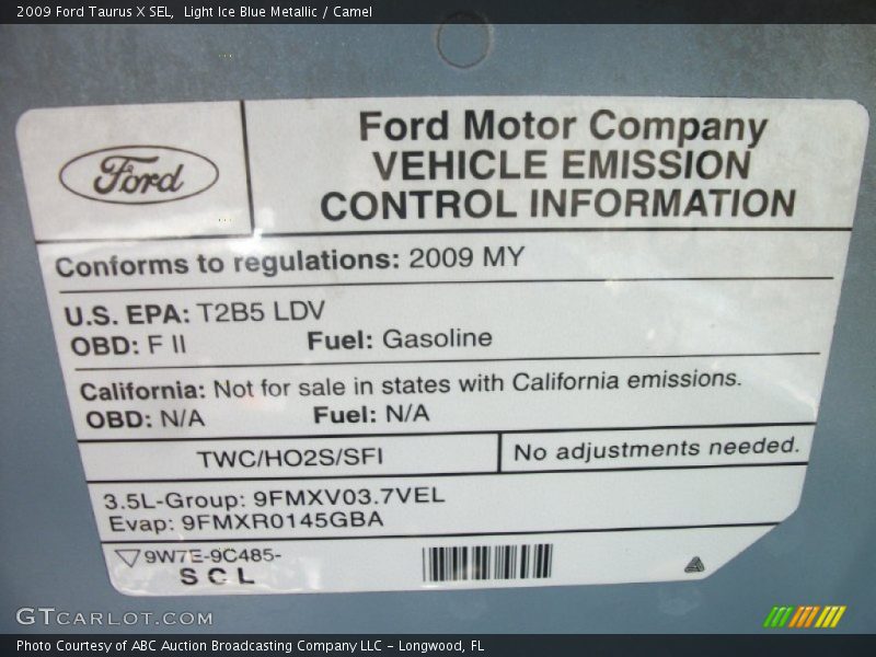 Light Ice Blue Metallic / Camel 2009 Ford Taurus X SEL