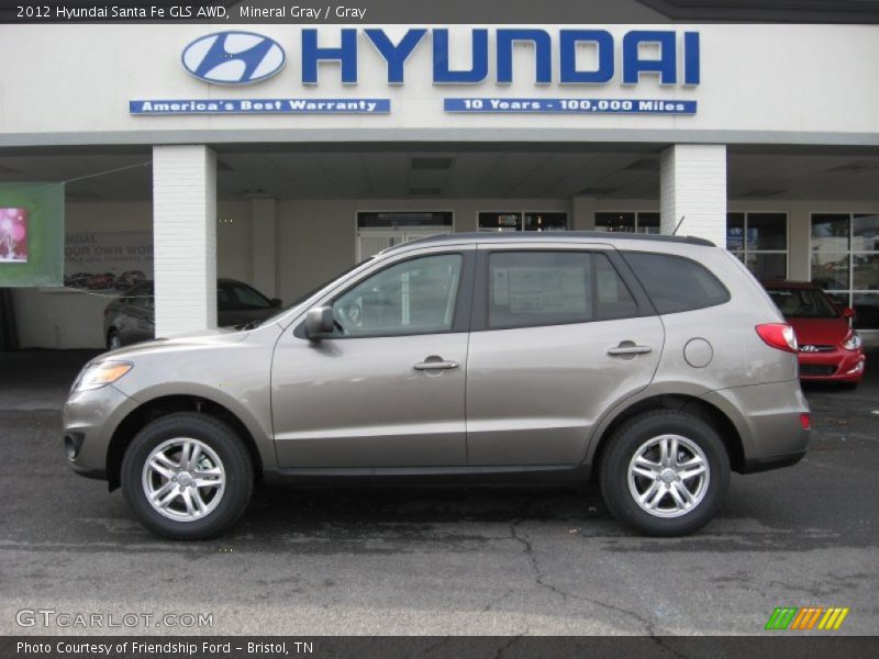 Mineral Gray / Gray 2012 Hyundai Santa Fe GLS AWD