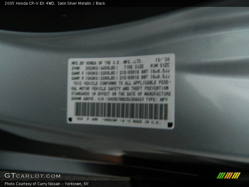 Satin Silver Metallic / Black 2005 Honda CR-V EX 4WD