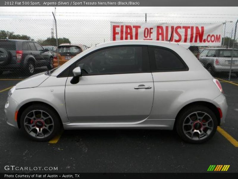 Argento (Silver) / Sport Tessuto Nero/Nero (Black/Black) 2012 Fiat 500 Sport
