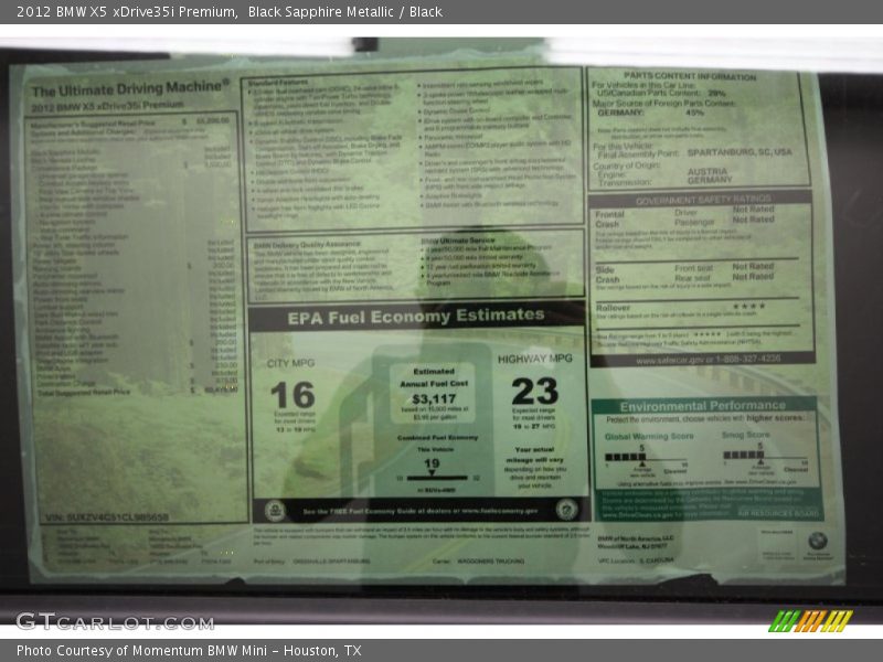 Black Sapphire Metallic / Black 2012 BMW X5 xDrive35i Premium