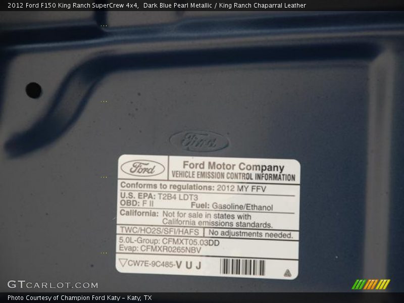Dark Blue Pearl Metallic / King Ranch Chaparral Leather 2012 Ford F150 King Ranch SuperCrew 4x4