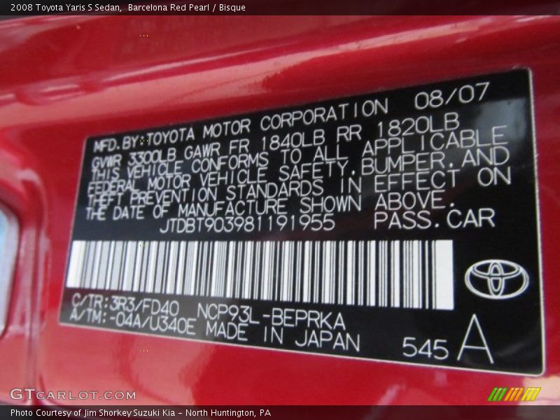 Barcelona Red Pearl / Bisque 2008 Toyota Yaris S Sedan